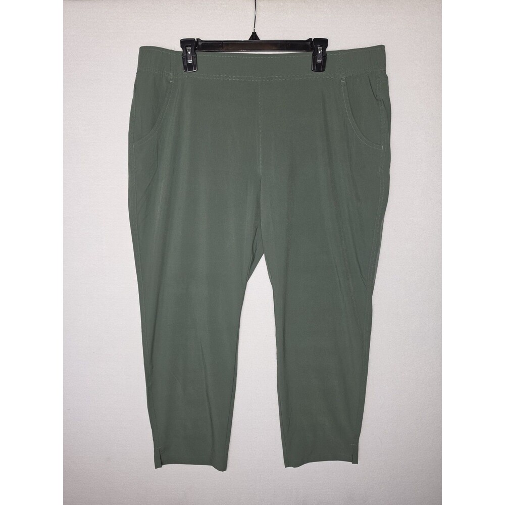 Eddie Bauer Traveler Ankle Pants Green Stretch Pull On Lightweight Womens XL